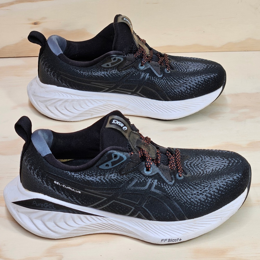 Asics Gel-Cumulus 25 Womens Running Shoes Black White 1012B441 Size 6